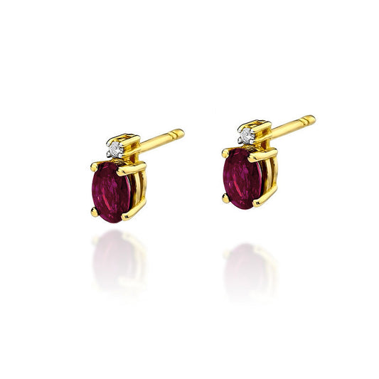 Cercei Aur 14k cu Piatra Rubin 1.20ct si Diamant 0.03ct