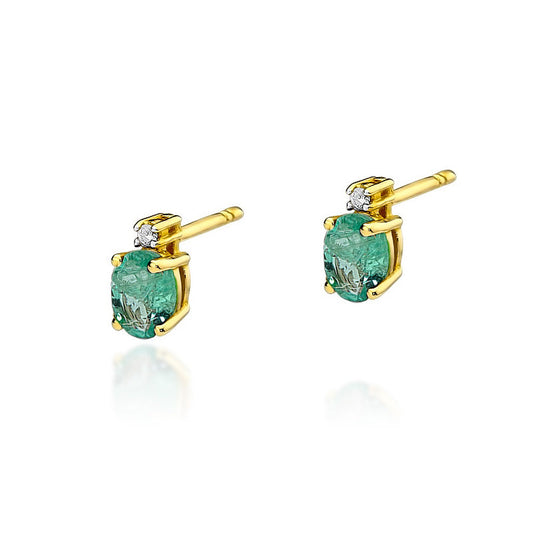 Cercei Aur 14k cu Smarald 0.80ct si Diamant 0.03ct
