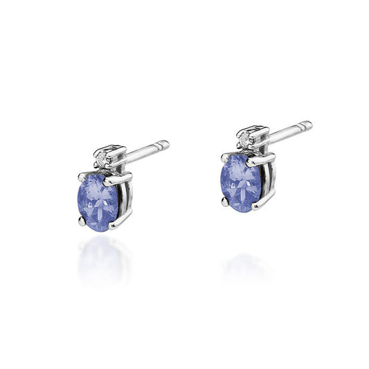 Cercei Aur 14k cu Tanzanit 0.80ct si Diamant 0.03ct - Bijuteria Cleopatra
