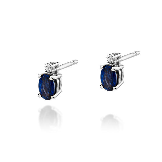Cercei Aur 14k cu Safir 1.40ct si Diamant 0.03ct - Bijuteria Cleopatra