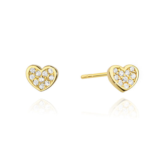 Cercei Aur 14k Inima cu Diamante 0.17ct