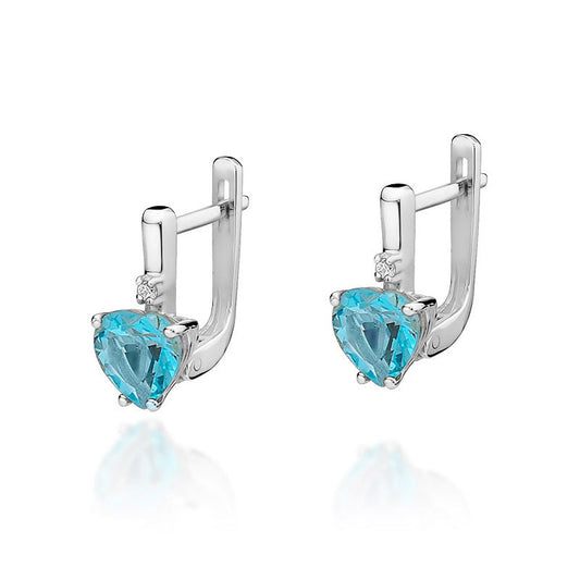 Cercei Aur 14k cu Topaz 2.40ct si Diamant 0.03ct - Bijuteria Cleopatra