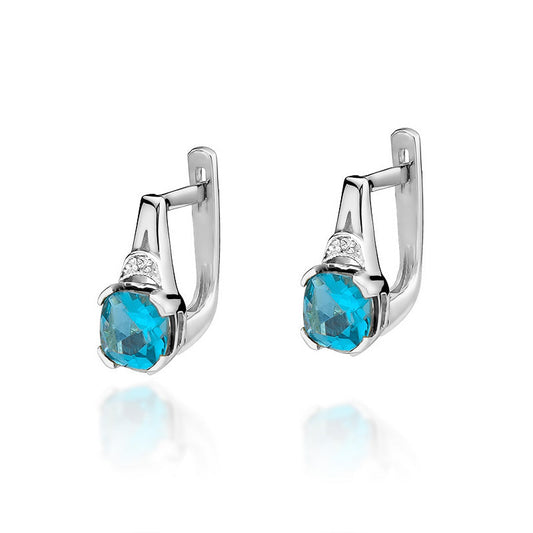 Cercei Aur 14k cu Topaz 2.20ct si Diamant 0.01ct - Bijuteria Cleopatra