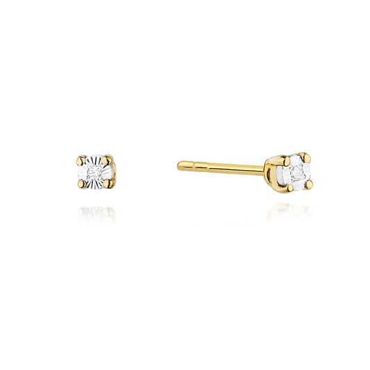 Cercei Aur Alb si Galben 14k cu Diamant 0.02ct