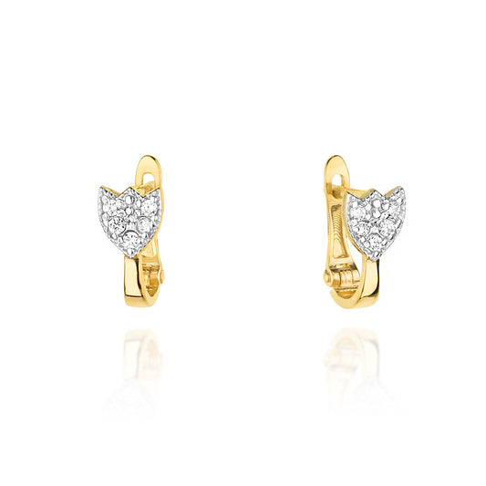 Cercei Aur Alb si Galben 14k cu Diamante 0.14ct