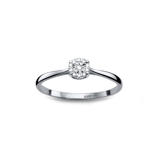 Inel de Logodna Aur Alb 18k cu Diamant 0.041ct Solitaire - Bijuteria Cleopatra