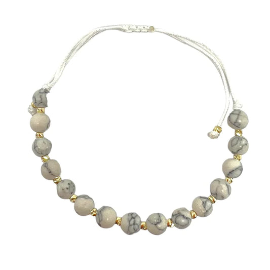 Bratara Snur cu Bile Aur 14k si Magnezit 6mm