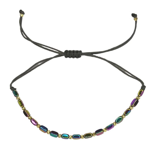 Bratara Snur cu Bile Aur 14k si Hematit Multicolor 2.5mm