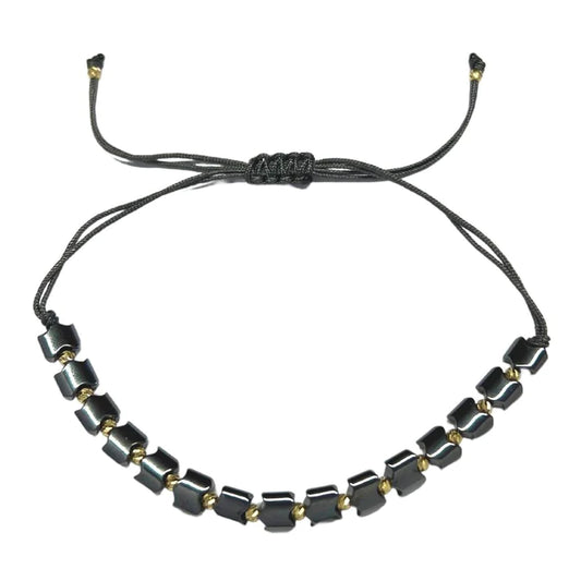 Bratara Snur cu Bile Aur 14k si Hematit 4mm