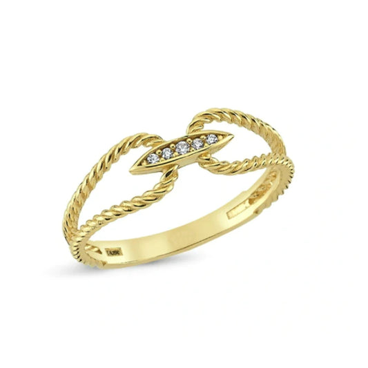 Inel Aur 14k Nod cu Pietre Zirconia