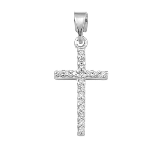 Pandantiv Aur 14k Cruce cu Pietre Zirconia 1.5cm