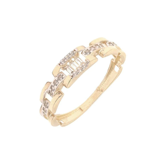 Inel Aur 14k Modern cu Zale Fixe si Pietre Zirconia