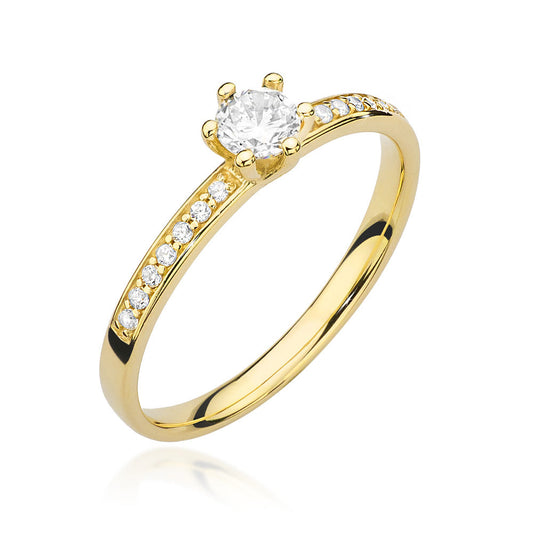 Inel de Logodna din Aur Galben 14k cu Diamante 0.37ct