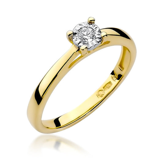 Inel de Logodna din Aur Galben 14k cu Diamant 0.08ct