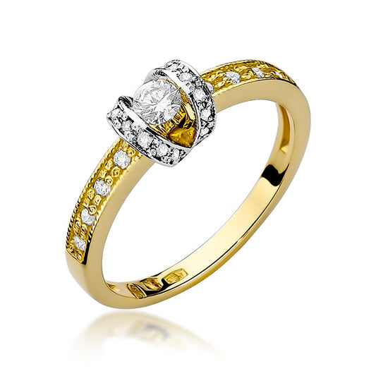 Inel de Logodna din Aur Galben 14k cu Diamante 0.25ct