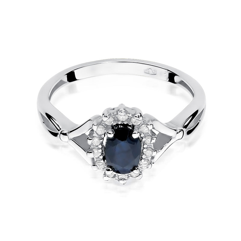 lnel de Logodna Aur Alb 14k cu Safir 0.70ct Diamante 0.12ct