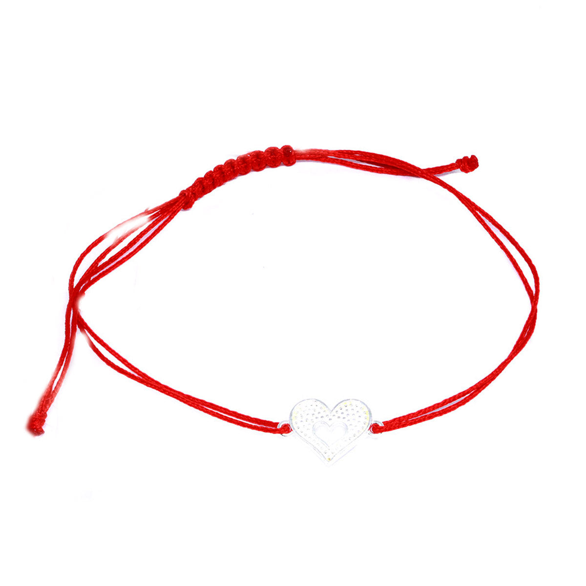 Bratara Argint Snur Rosu Inima - Bijuteria Cleopatra