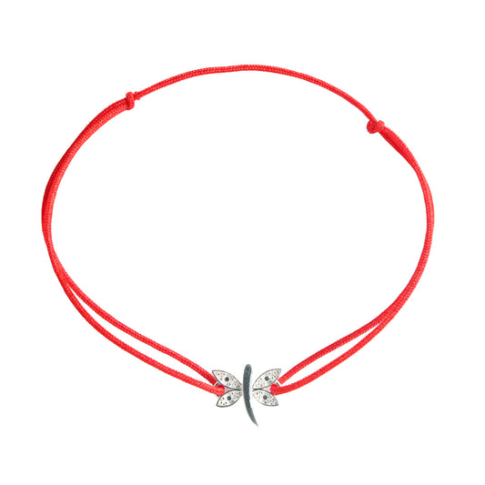 Bratara Argint Snur Rosu Libelula - Bijuteria Cleopatra