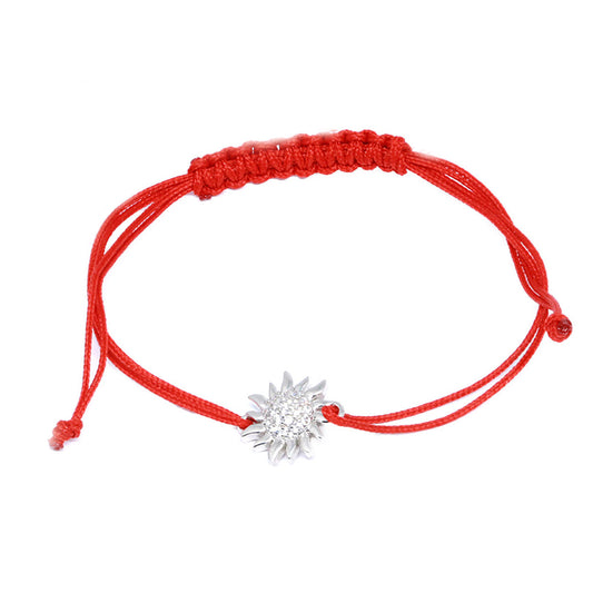 Bratara Argint Snur Rosu Soare - Bijuteria Cleopatra