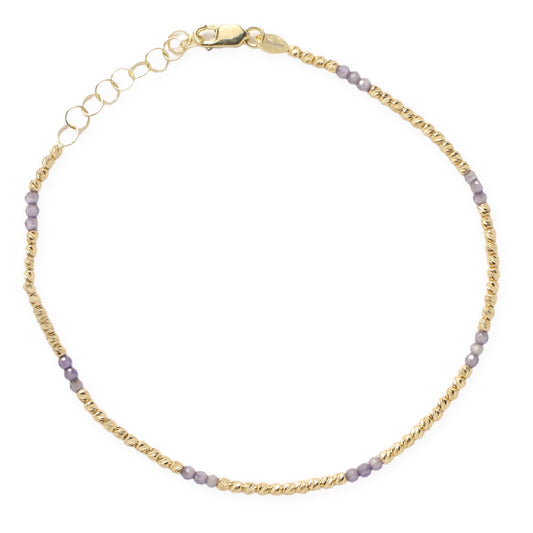 Bratara Aur 14k cu Bilute si  Pietre Zirconia Lila - Bijuteria Cleopatra