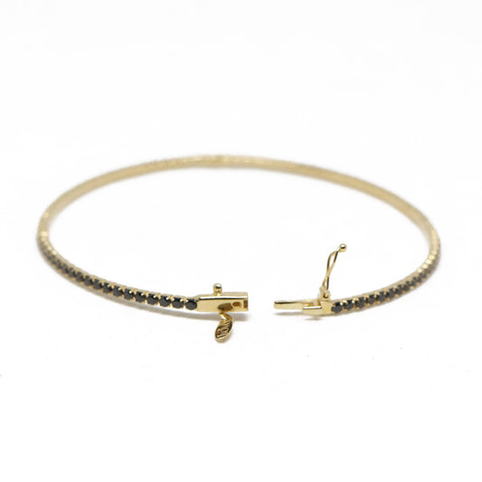 Bratara aur 14k fixa cu pietre negre - Bijuteria Cleopatra