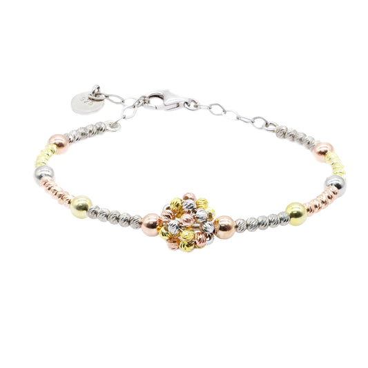 Bratara Fixa Argint Placat cu Aur cu Bilute Multicolore - Bijuteria Cleopatra