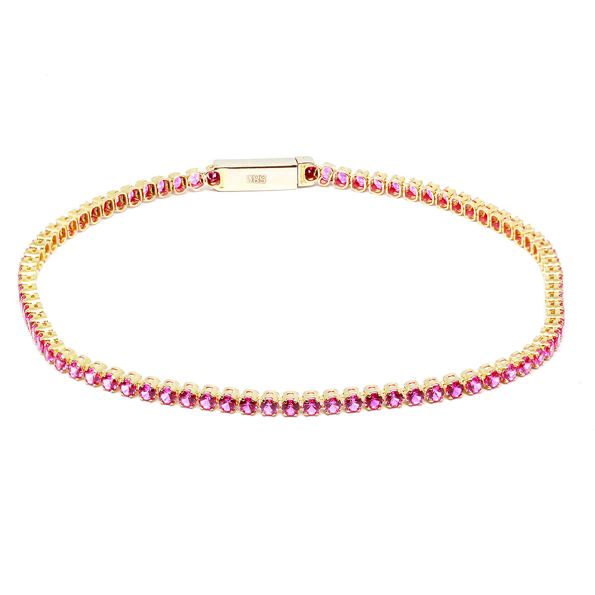 Bratara TennisAur 14k cu Pietre Zirconia Roz - Bijuteria Cleopatra
