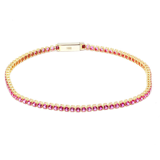 Bratara TennisAur 14k cu Pietre Zirconia Roz - Bijuteria Cleopatra