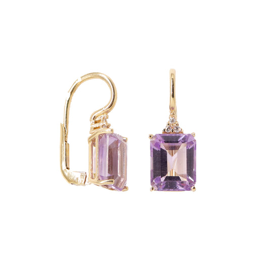 Cercei aur 14k cu Piatra Ametist si Zirconia - Bijuteria Cleopatra