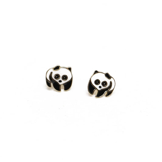 Cercei Aur 14K Panda cu Email - Bijuteria Cleopatra