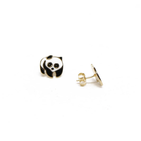 Cercei Aur 14K Panda cu Email - Bijuteria Cleopatra