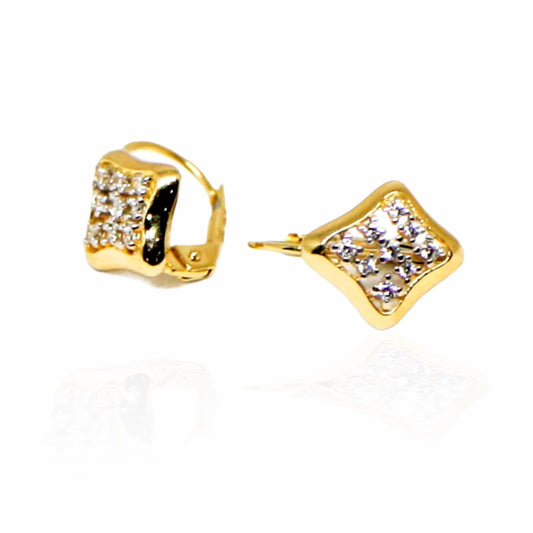 Cercei Aur 14k Romb cu Cristale Zirconia - Bijuteria Cleopatra