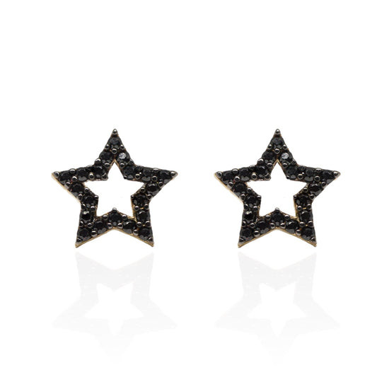 Cercei Aur 14k Stelute cu Pietre Zirconia Negre - Bijuteria Cleopatra