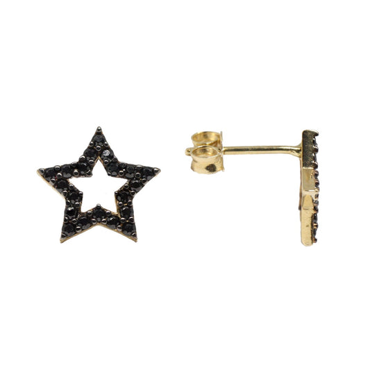 Cercei Aur 14k Stelute cu Pietre Zirconia Negre - Bijuteria Cleopatra