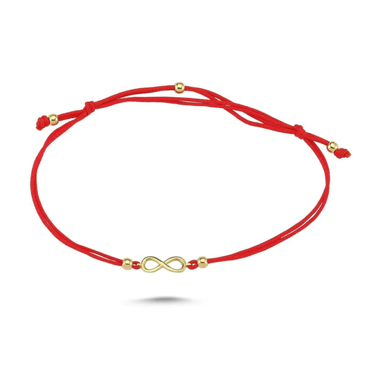 Bratara Snur Rosu Aur 14k Infinit si Bilute