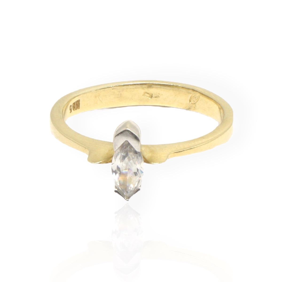 Inel Aur 14K Cristal Alb - Bijuteria Cleopatra