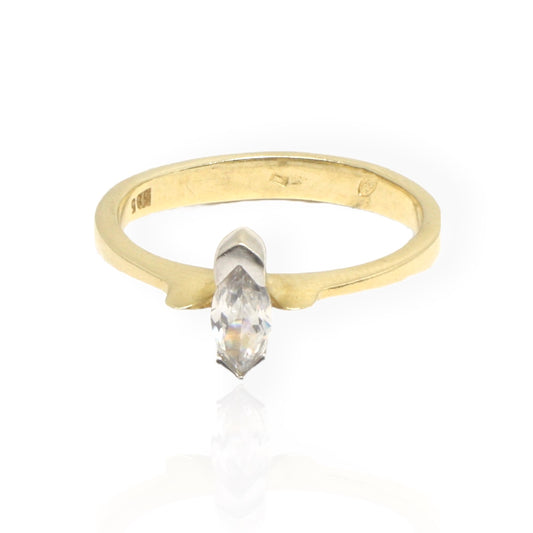 Inel Aur 14K Cristal Alb - Bijuteria Cleopatra