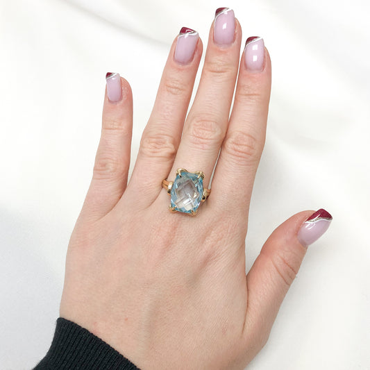 Inel Aur 14k cu Piatra Blue Topaz - Bijuteria Cleopatra