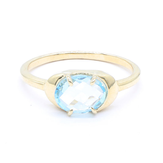 Inel Aur 14k cu Piatra Blue Topaz - Bijuteria Cleopatra