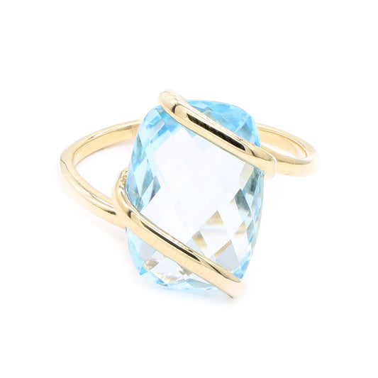 Inel Aur 14k cu Piatra Blue Topaz - Bijuteria Cleopatra