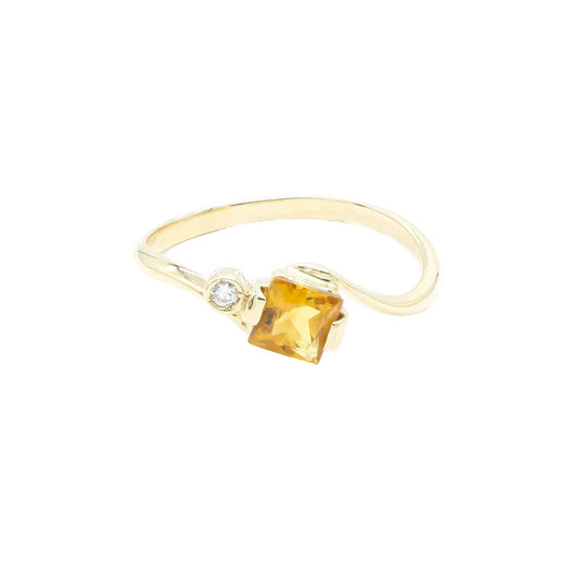 Inel Aur 14k cu Piatra Citrin si Zirconia - Bijuteria Cleopatra