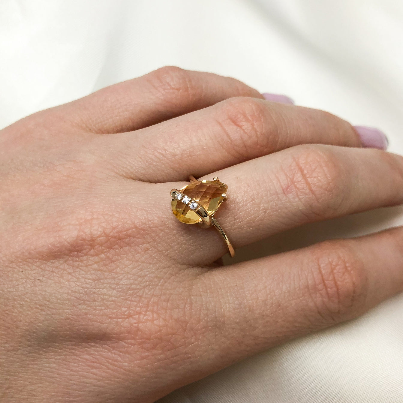 Inel Aur 14k cu Piatra Citrin - Bijuteria Cleopatra