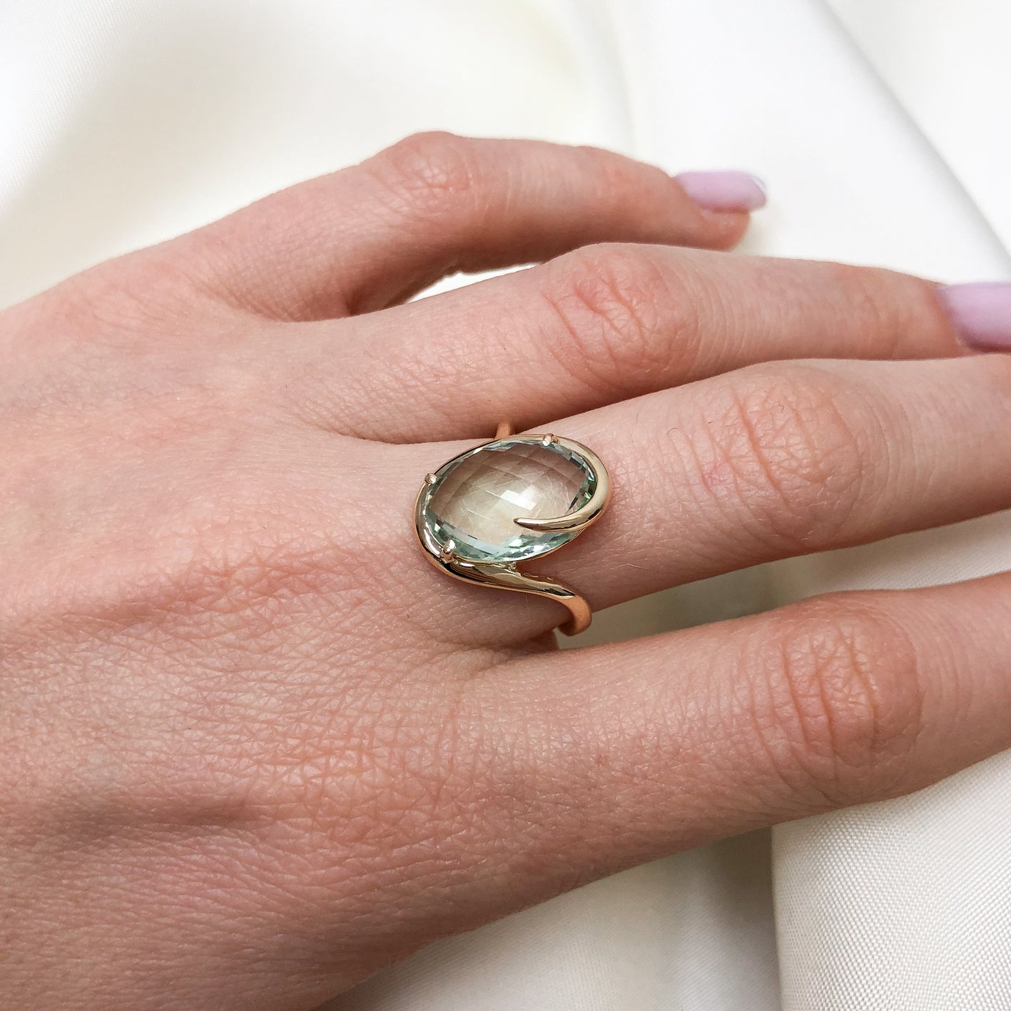 Inel Aur 14k cu Piatra Topaz Verde - Bijuteria Cleopatra