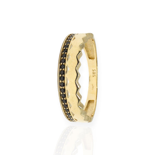 Inel Aur 14K Cu Pietre Zirconia Negre - Bijuteria Cleopatra