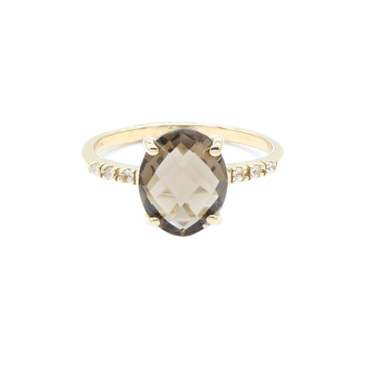 Inel Aur 14k Cuart Fumuriu si Zirconiu - Bijuteria Cleopatra