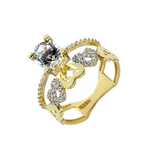 Inel Aur 14k Dublu cu Inimi - Bijuteria Cleopatra