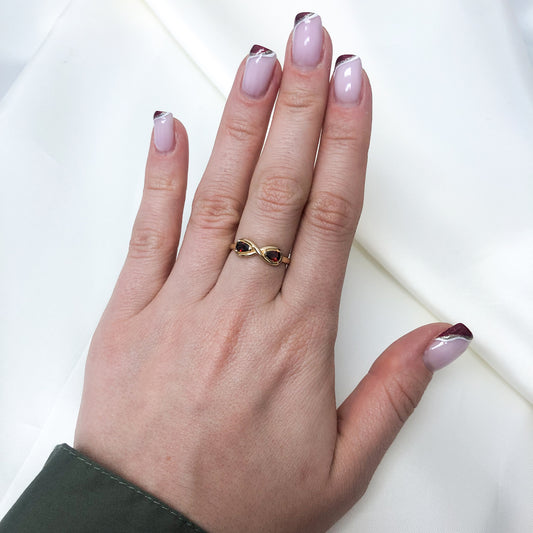 Inel Aur 14k Fundita cu Piatra Rosie - Bijuteria Cleopatra