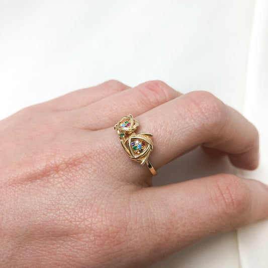 Inel Aur 14k Fundita cu Pietre Colorate - Bijuteria Cleopatra