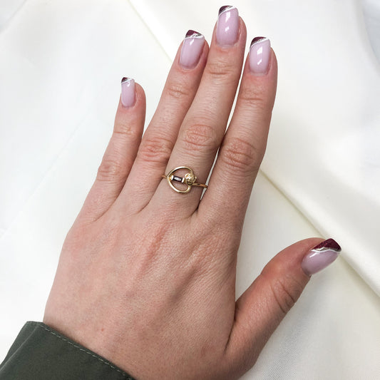 Inel Aur 14k Inima cu Piatra Rosie - Bijuteria Cleopatra