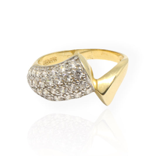 Inel Aur 14K  Spirala cu Pietre Zirconia Albe - Bijuteria Cleopatra